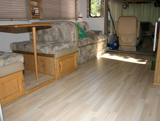 A heated floor installed in an RV.